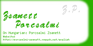 zsanett porcsalmi business card